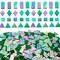 280 Pieces Iridescent Green Mosaic Tiles for Crafts, Mixed 4 Shapes Stained Glass Sheets, Stained Glass Supplies for Mosaic Projects